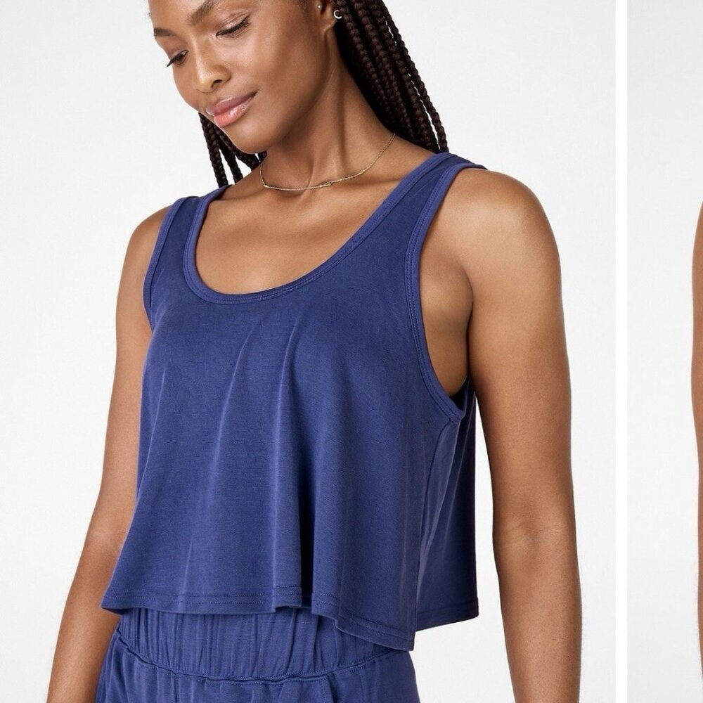 Fabletics Sleek Knit Cropped Swing Tank‎ Size XXL Athleisure Loungewear Luxe